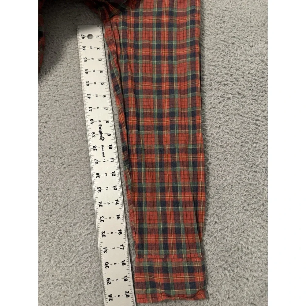 J Crew‎ Shirt Men Extra Large Red Check Slim Fit Brushed Twill Button Up